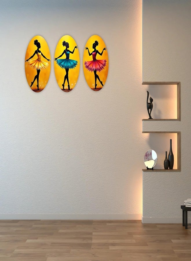 GiftOday Abstract Art Dancers Wood Wall Hanging Decoration Items for Home & Kitchen Decor | Gifts | Wooden Wall Hanger | Mdf Wall Decoration for Living Room | Decor Items (Set of 3) - Image 2