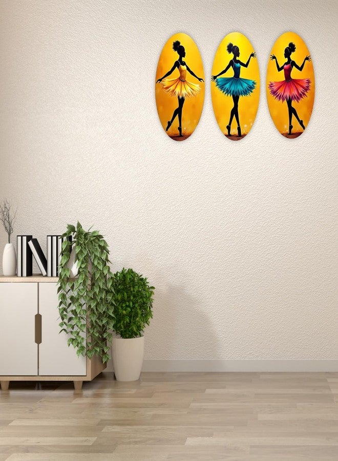 GiftOday Abstract Art Dancers Wood Wall Hanging Decoration Items for Home & Kitchen Decor | Gifts | Wooden Wall Hanger | Mdf Wall Decoration for Living Room | Decor Items (Set of 3) - Image 4