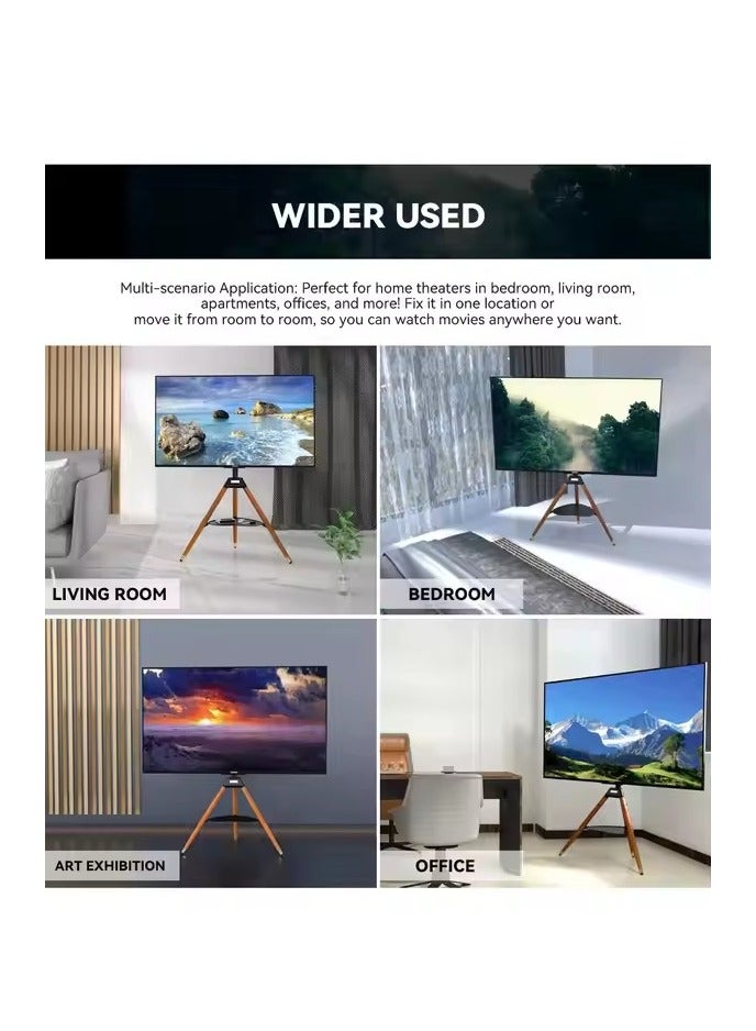 BEETEC Tripod TV Floor Stand with Wooden Legs for 32–65 Inch Flat Screen TVs, Height Adjustable TV Stand with Swivel & Tilt, VESA 400x400mm, Max Load 35 kg, AV Shelf 5 kg Capacity, Black | TF-FS65B - Image 5