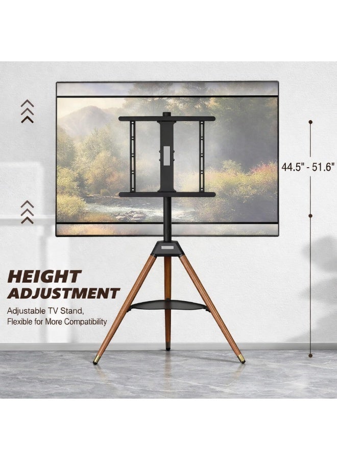 BEETEC Tripod TV Floor Stand with Wooden Legs for 32–65 Inch Flat Screen TVs, Height Adjustable TV Stand with Swivel & Tilt, VESA 400x400mm, Max Load 35 kg, AV Shelf 5 kg Capacity, Black | TF-FS65B - Image 4