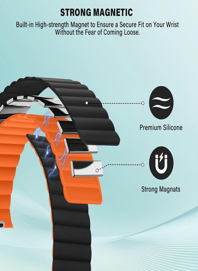 سوار بديل مغناطيسي مزدوج الجوانب من السيليكون متوافق مع ساعة أبل، مقاسات 49 مم، 45 مم، 44 مم، 42 مم، 41 مم، 40 مم، 38 مم، متوافق مع ساعات iWatch SE Ultra Series 9 8 7 6 5 4 3 (42/44/45/49). - Image 4