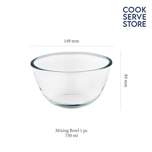 La Opala Cook Serve Store 100% Borosilicate Glass Bakeware & Serveware | Mixing Bowl, Round 750 ml | for Baking & Serving | Microwave & Oven Proof | Dishwasher & Freezer Proof | Durable | Transparent - Image 2