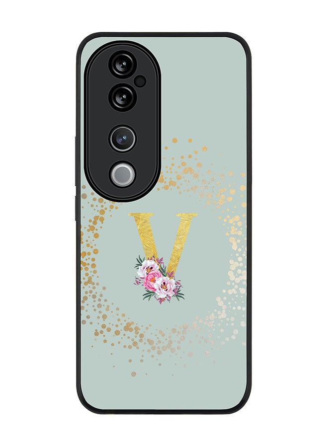 Stylizedd For vivo V40 5G /vivo V40 Pro Case,Slim fit Camera Protection, Shockproof Thin Phone cover - Custom Monogram Floral - V (Light Grey ) - Image 1
