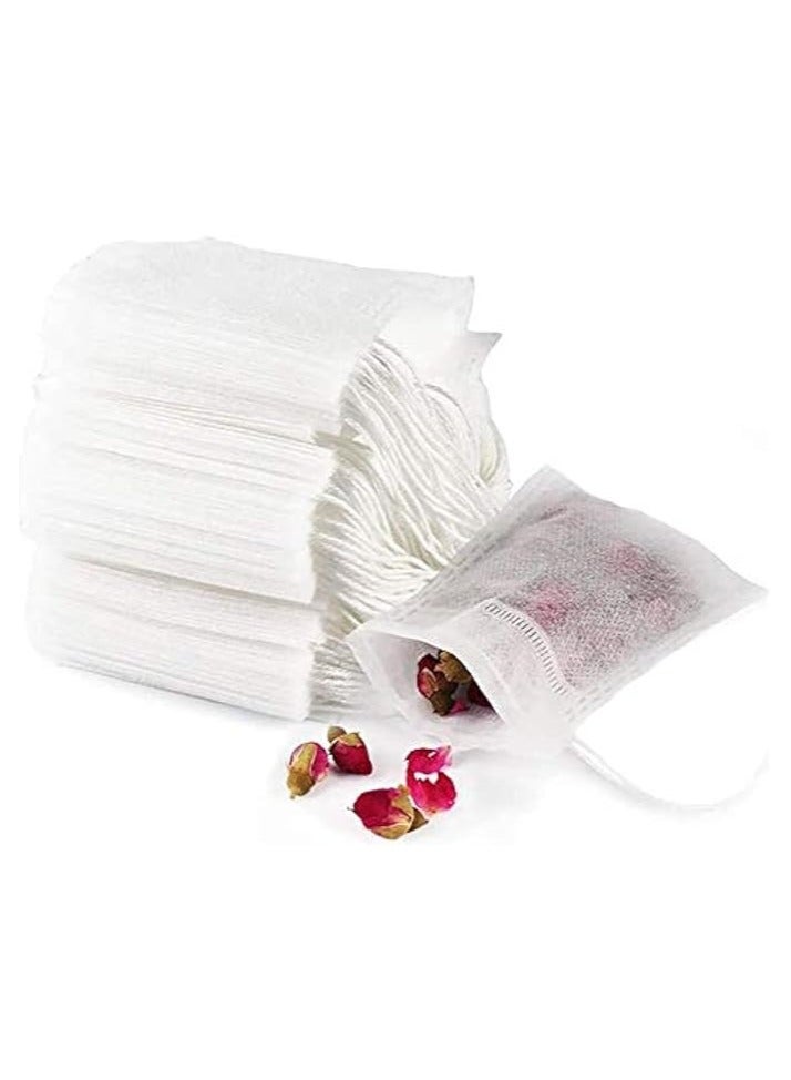 Tea filter bags 100 pack disposable empty tea bags, loose leaf tea infuser drawstring seal tea bags multipurpose non-woven fabric sachet bags for coffee spice herbs