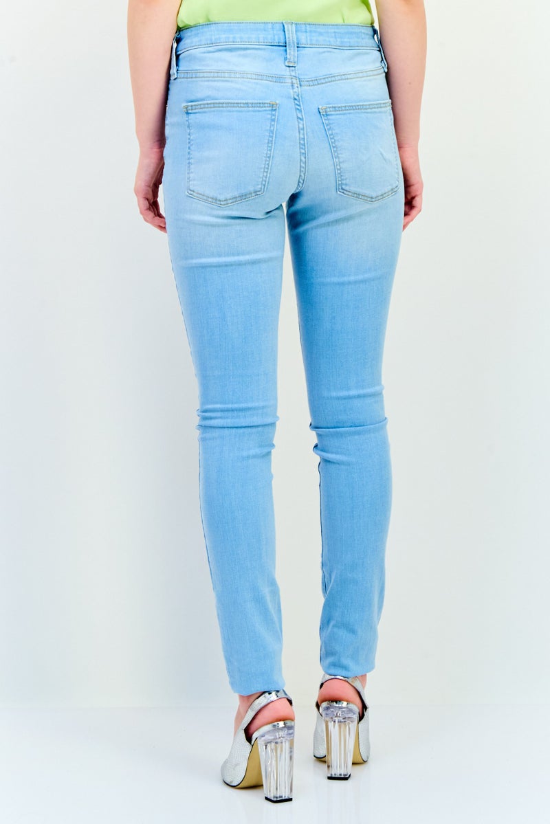 Universal Thread Women Skinny Fit Washed Stretchable Long Jeans, Light Blue - Image 3