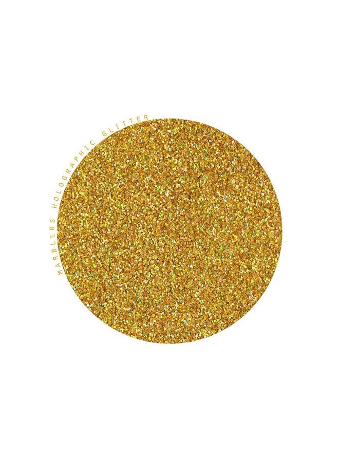 MARBLERS Holographic Glitter [Holo 24K Gold] 3oz (85g) | Fine | Non-Toxic, Vegan, Cruelty-Free | Face, Body, Eyeshadow, Hair, Festival, Party Makeup | Nail Art, Polish | Resin, Tumbler, Slime, Craft - Image 2