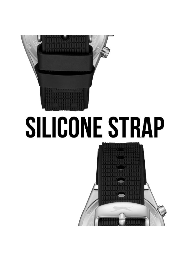 سلازنجر ساعة رجالية متعددة الوظائف بسوار سيليكون أسود - Image 5