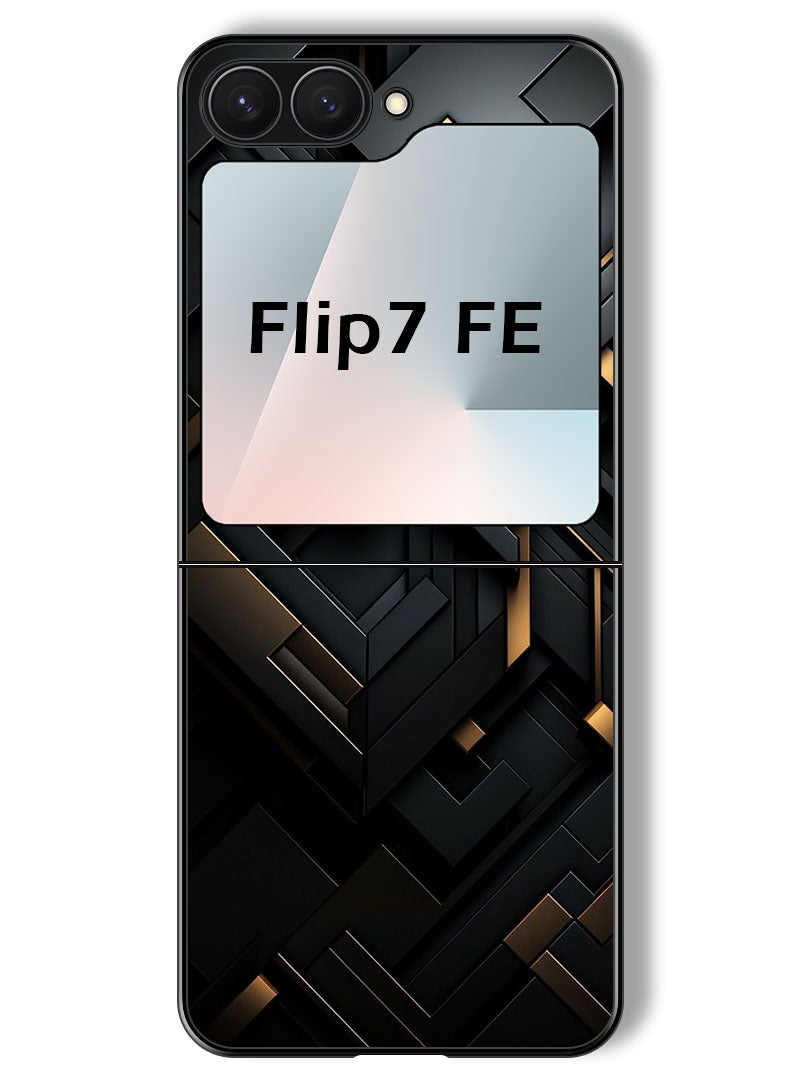 Theodor Case Compatible with Samsung Galaxy Z Flip 7 FE 6.7 Inch Protection Shockproof Bumper Cover Black Dourado - Image 1