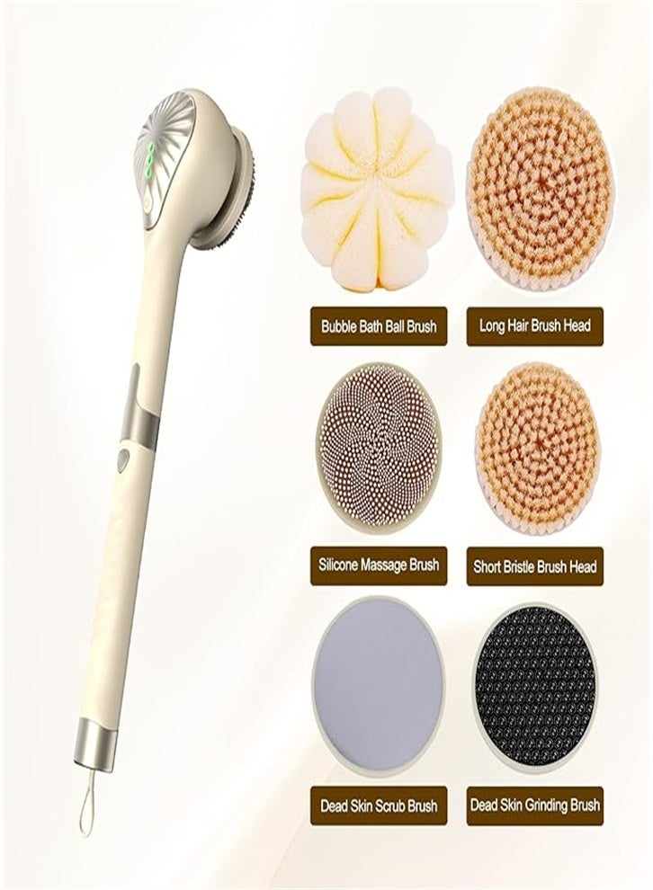 Smart Electric Body Scrub Set - Vibrant Yellow Rechargeable Shower Brush, includes 6 large brush heads, 3 speed settings, a deep cleansing marvel for radiant skin, perfect as a gift (yellow). - Image 4