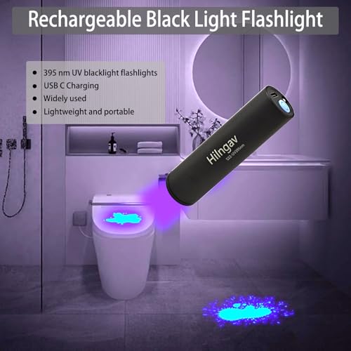 Hilngav 10 Pack Rechargeable Black Flashlight Small UV Black Flash Light 395 NM Mini USB C LED Blacklight Flashlights Handheld Torch for Pet Dog Urine Resin Curing Fluorescent Agent Stains Detection - Image 3