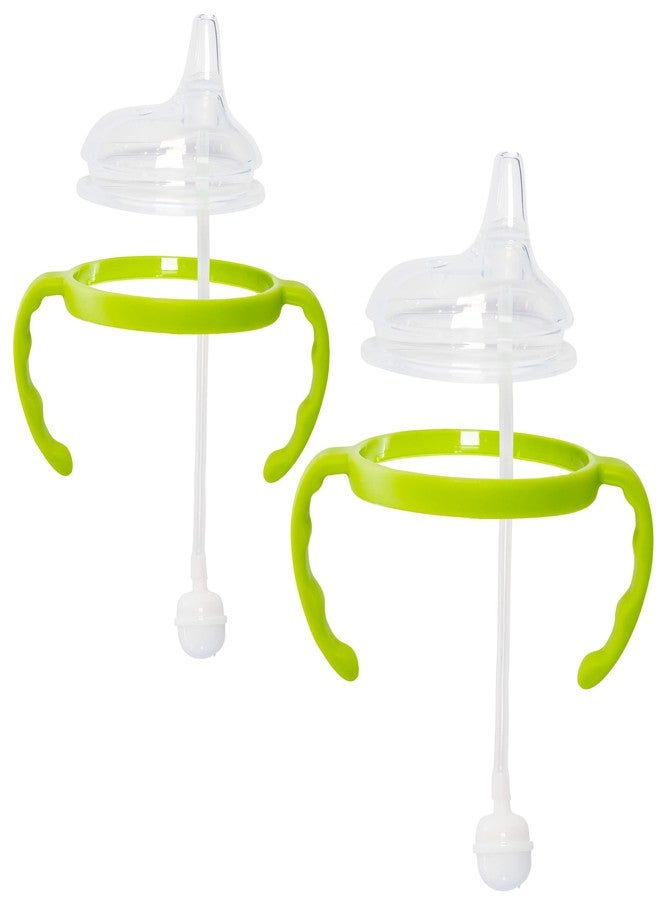 Botabee Soft Spout Transition Sippy Cup Kit for Comotomo Baby Bottles - Botabee Conversion Kit Fits 5 and 8 Ounce Bottle - Sippy Cup Baby Bottle Nipple with Weighted Straw & Bottle Handles (Pack of 2, Green) - Image 1