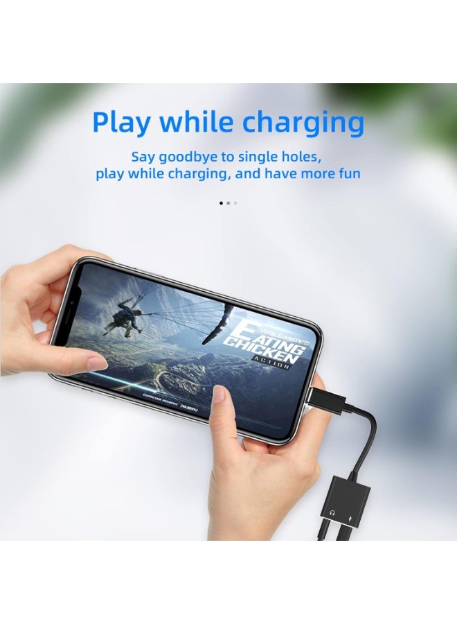 MUNTAQI 2 in 1 Charging Splitter Adapter for iPhone, Dual Lightning Audio & Charger Adapter, Compatible with iOS Devices, Headphone Jack + Fast Charging Converter for iPhone 14 13 12 11 Pro Max XR X 8 7 - Image 3