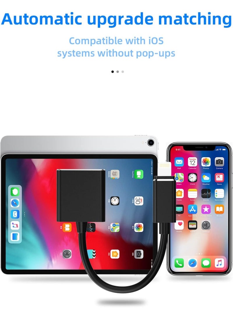 MUNTAQI 2 in 1 Charging Splitter Adapter for iPhone, Dual Lightning Audio & Charger Adapter, Compatible with iOS Devices, Headphone Jack + Fast Charging Converter for iPhone 14 13 12 11 Pro Max XR X 8 7 - Image 4