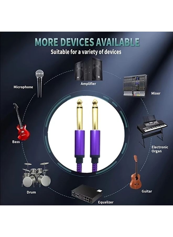 Professional 6.35mm Instrument Cable 590.55 Inch Male to Male for Guitar Bass Amps Mixers - Image 3