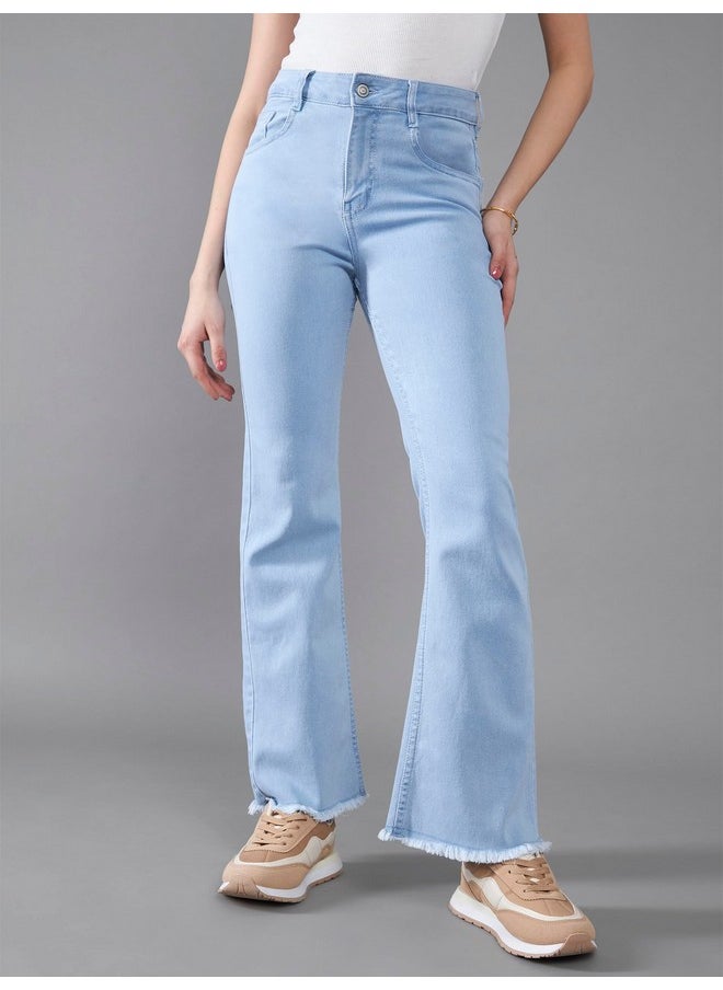 Miss Chase Miss Chase Women's Boot Cut High/Mid Rise Clean Look Regular/Cropped Stretchable Denim Jeans (Plus (MCSS24DEN79-03-158-28, Light Blue, 28)  - Image 2