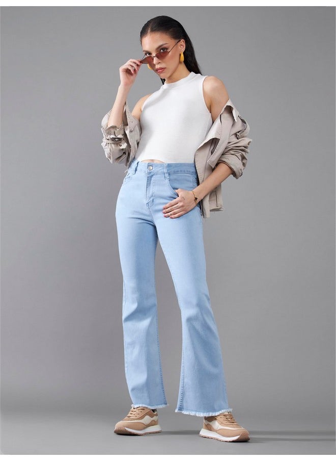 Miss Chase Miss Chase Women's Boot Cut High/Mid Rise Clean Look Regular/Cropped Stretchable Denim Jeans (Plus (MCSS24DEN79-03-158-28, Light Blue, 28)  - Image 3