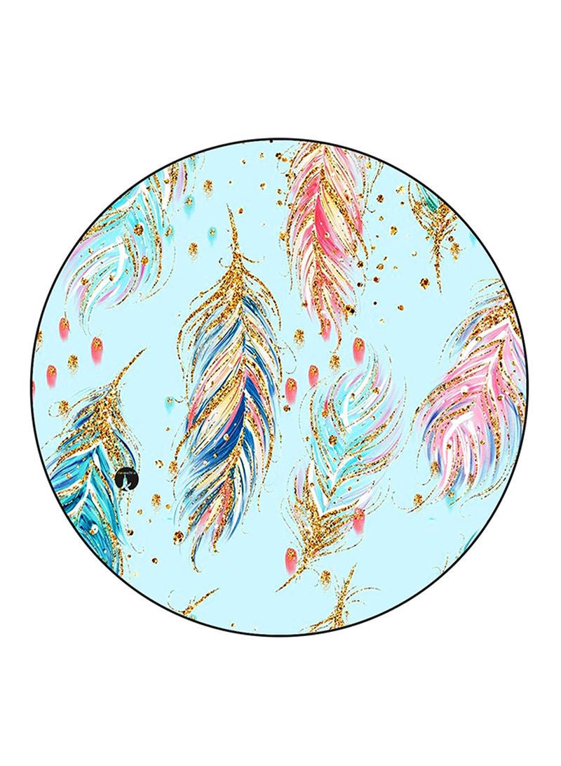 Feathers Printed Mouse Pad Round  Multicolour