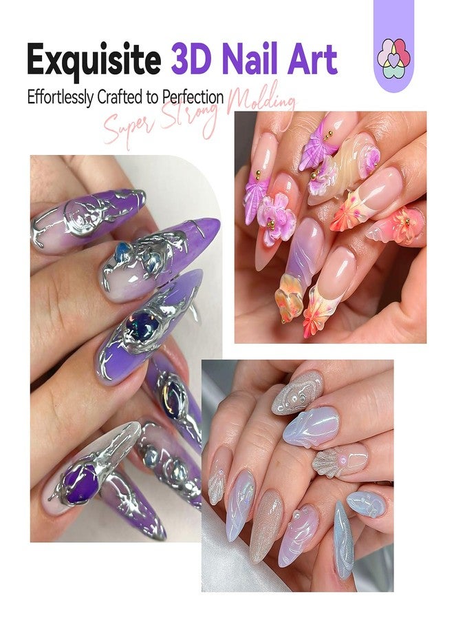 SAVILAND 3D Nail Gel Set: 2PCS 15g No Wipe Clear Sculpting Gel for Nail Art Design Strong Molding 3D Nail Art Sculpture and Rhinestone Glue for DIY Manicure Decoration Charms at Home or Salon - Image 5