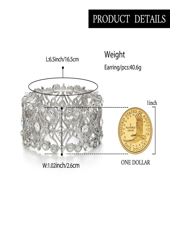 بريلوف سوار زفاف نسائي من بريلوف، سوار دائري مرصع بالكريستال والماس، سوار تنس مطاطي بلون فضي شفاف - Image 5