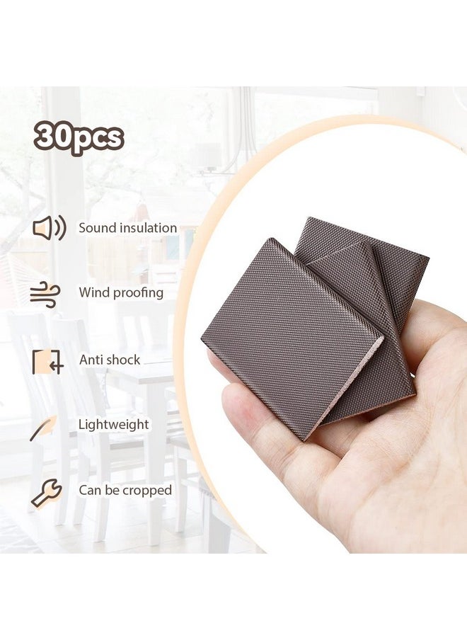 Tenalleys 30Pcs Door Corner Seals Exterior Self-Adhesive Door Frame Seal Corner Foam Door Frame Seal Draft Stopper Corner Seal Pads with Adhesive for Isolation of Noise and Weather Stripping (Brown)  - Image 3