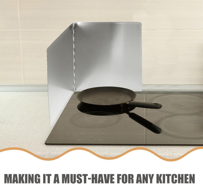 Uonlytech Stainless Steel Fry Wall Splatter Guard 30cm X 40cm Foldable Oil Splash Screen Heat Insulation Backsplash Protector for Stove Cooking Safety - Image 3