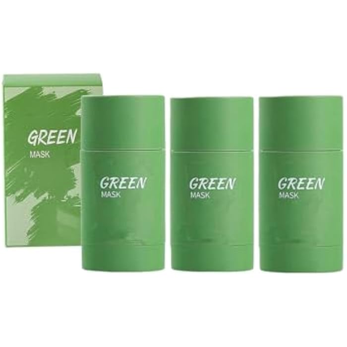 Bupposes Green Tea Face Mask Clay Stick, Blackhead Remover with Green Extract for Face, Deep Cleanse Face Mask Skin Care, Moisturizing, Oil Control for All Skin Types of Men Women (green 3PC) - Image 1