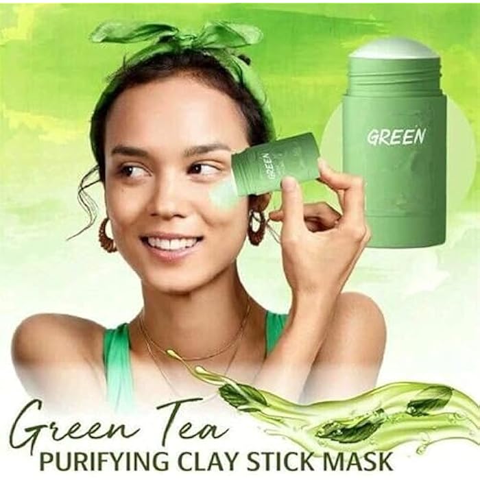 Bupposes Green Tea Face Mask Clay Stick, Blackhead Remover with Green Extract for Face, Deep Cleanse Face Mask Skin Care, Moisturizing, Oil Control for All Skin Types of Men Women (green 3PC) - Image 2
