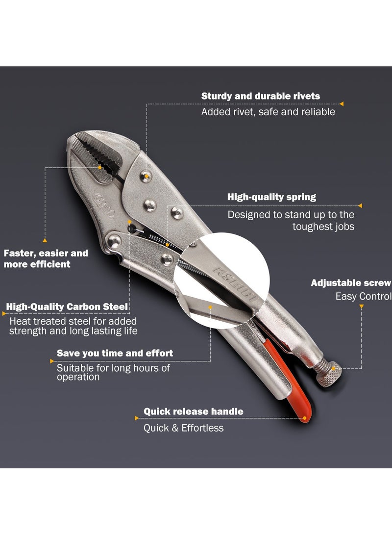 KSEIBI 10Inch Curved Jaw Locking Plier with Wire Cutter , High Quality Tool Steel, Locking Pliers with Wire Cutter, Clamping,Holding, for Securely Gripping a Wide Variety of Surfaces from any Angle.  - Image 2