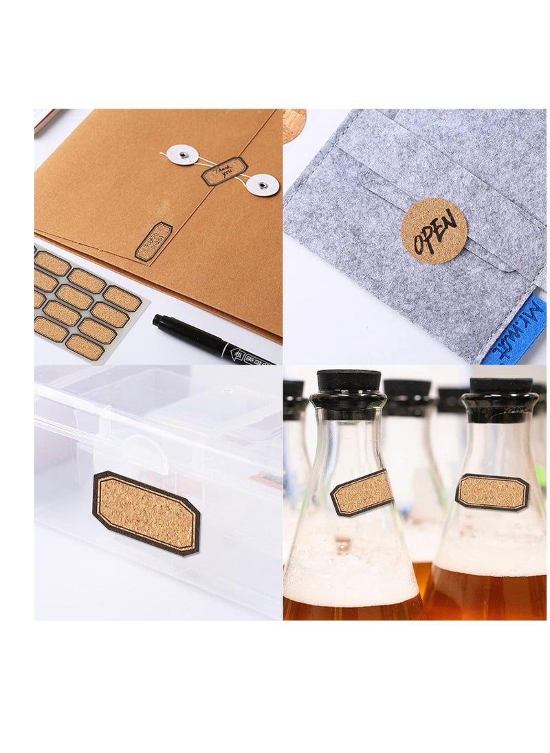 Y&D - 360 Pcs Wooden Stickers Labels, Rectangle Round Handwritten Waterproof Cork Jar Address Freezer Stationery Classification Labels for Storage Boxes Small Sticky - Image 1