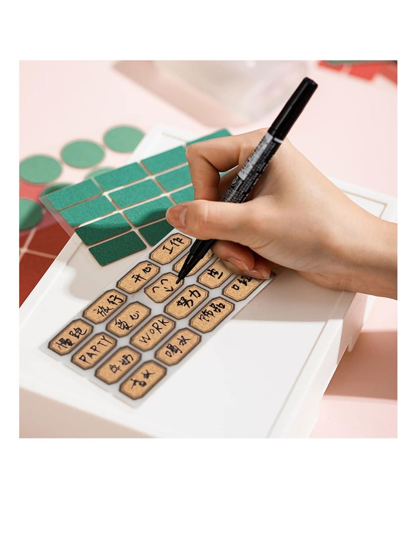 Y&D - 360 Pcs Wooden Stickers Labels, Rectangle Round Handwritten Waterproof Cork Jar Address Freezer Stationery Classification Labels for Storage Boxes Small Sticky - Image 1