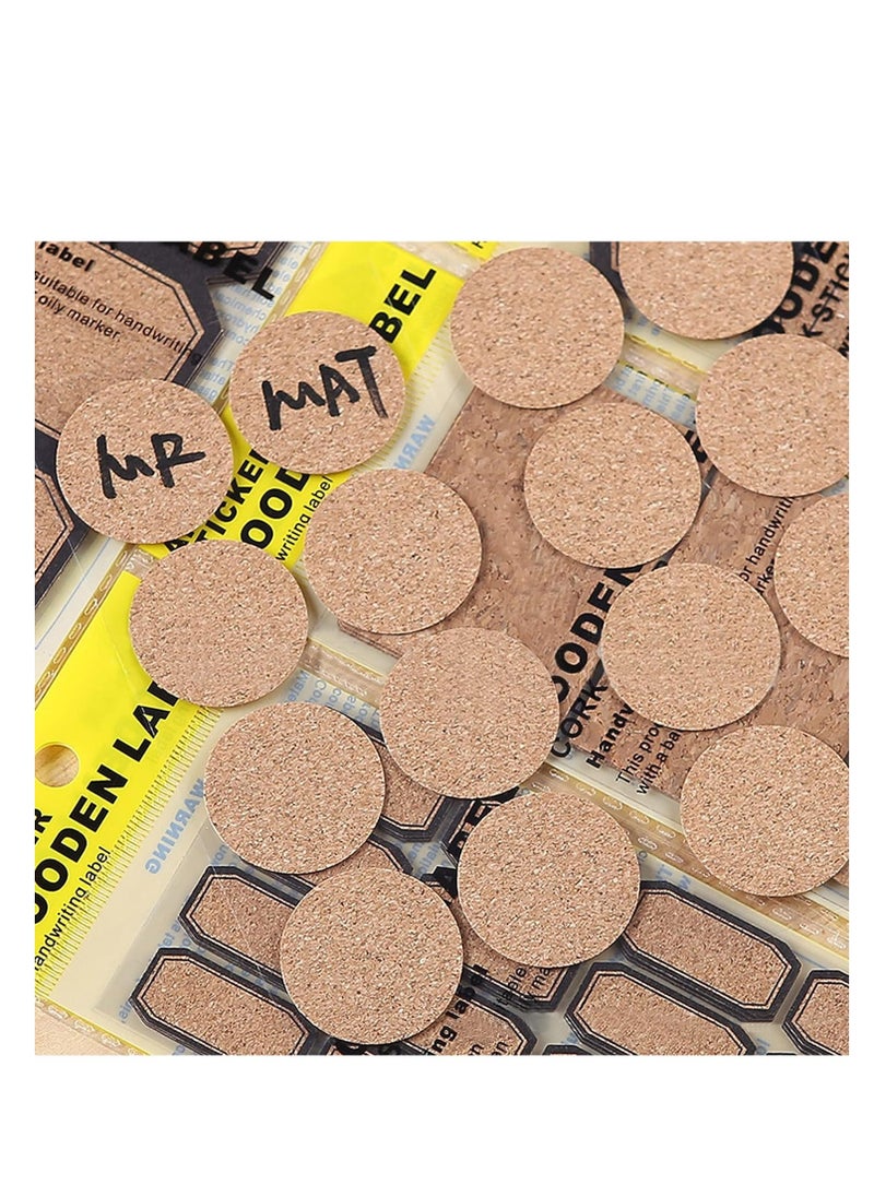 Y&D - 360 Pcs Wooden Stickers Labels, Rectangle Round Handwritten Waterproof Cork Jar Address Freezer Stationery Classification Labels for Storage Boxes Small Sticky - Image 1