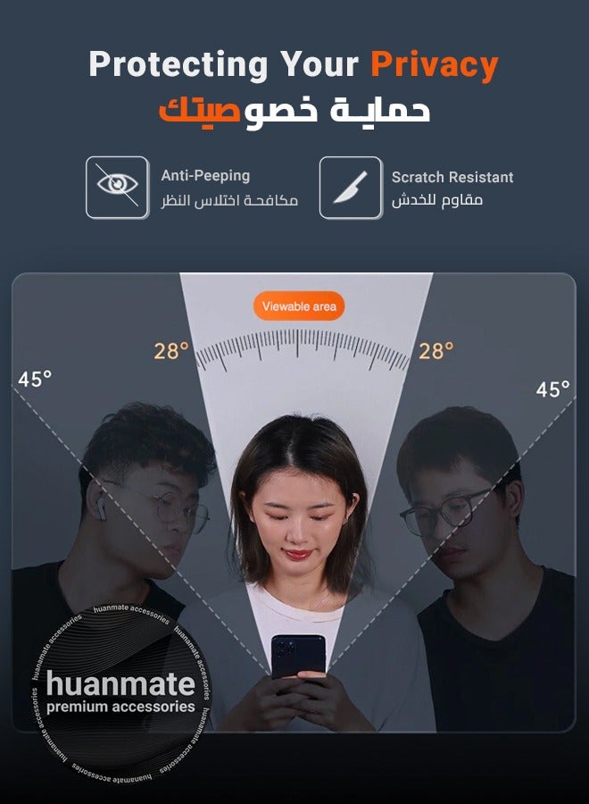 هووانميت واقي شاشة الخصوصية لهاتف أبل آيفون 16 - زجاج مقسى ممتاز من الحافة إلى الحافة مضاد للتجسس، طلاء مضاد للزيوت، لمسة رقيقة، مضاد للانفجار، حافة مقوسة ناعمة، سهل التركيب - Image 4