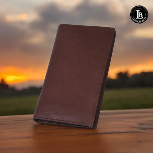 LB LEATHERBOSS Leatherboss Men's Genuine Leather Long Bifold Wallet | Card Holder Clutch with 6 Card Slots, ID Window, Cash & Checkbook Compartment (Dark Brown) - Image 4