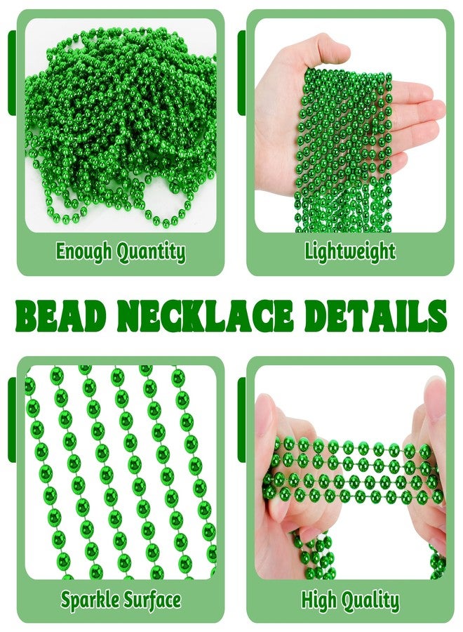 Huskein 100 PCS St Patricks Day Beads Necklace, Mrdi Gras Beads Bulk, 33 Inches Round Beads Necklace Accessories Set, Luck Irish Beads Parade Accessories for Mardi Gras St Patricks Day - Image 3