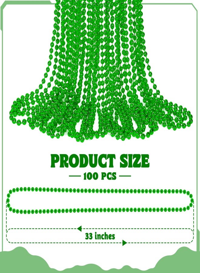 Huskein 100 PCS St Patricks Day Beads Necklace, Mrdi Gras Beads Bulk, 33 Inches Round Beads Necklace Accessories Set, Luck Irish Beads Parade Accessories for Mardi Gras St Patricks Day - Image 2