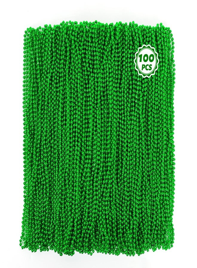 Huskein 100 PCS St Patricks Day Beads Necklace, Mrdi Gras Beads Bulk, 33 Inches Round Beads Necklace Accessories Set, Luck Irish Beads Parade Accessories for Mardi Gras St Patricks Day - Image 1