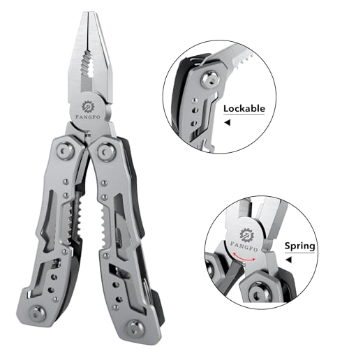 fangfo 14-In-1 Multitool Pliers，Premium Portable Multi Tool ，with Safety Locking Professional Stainless Steel Multitool Pliers Pocket Knife,Apply to Survival, Camping, Gifts for Dad Husband Boyfriend - Image 3