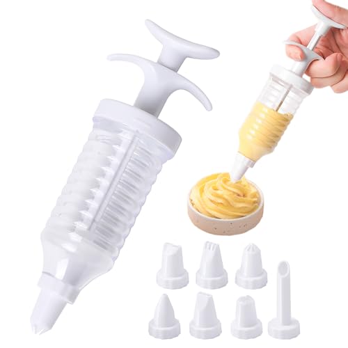 Suuker Dessert Decorating Syringe Set, Frosting Piping Kit, Cake Decorating Kit with Cake Decorating Gun and 8 Piping Tips, Icing Bags and Tips Set - Image 1