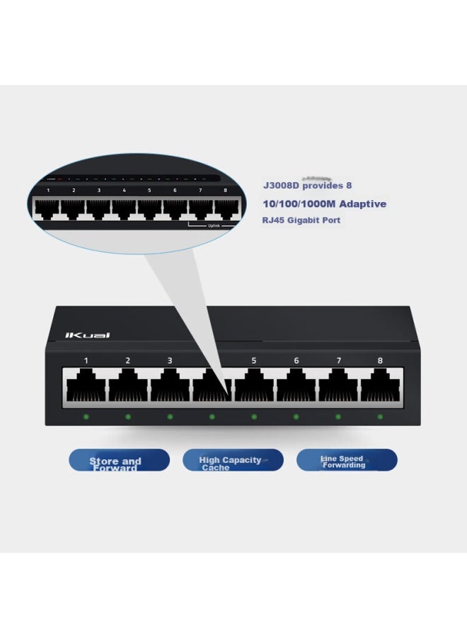 Ikuai 8-port Gigabit Switch, Network Splitter, Ethernet Extender, Hub, For Home And Business Use, Plug And Play, Ik-s3008 - Image 2