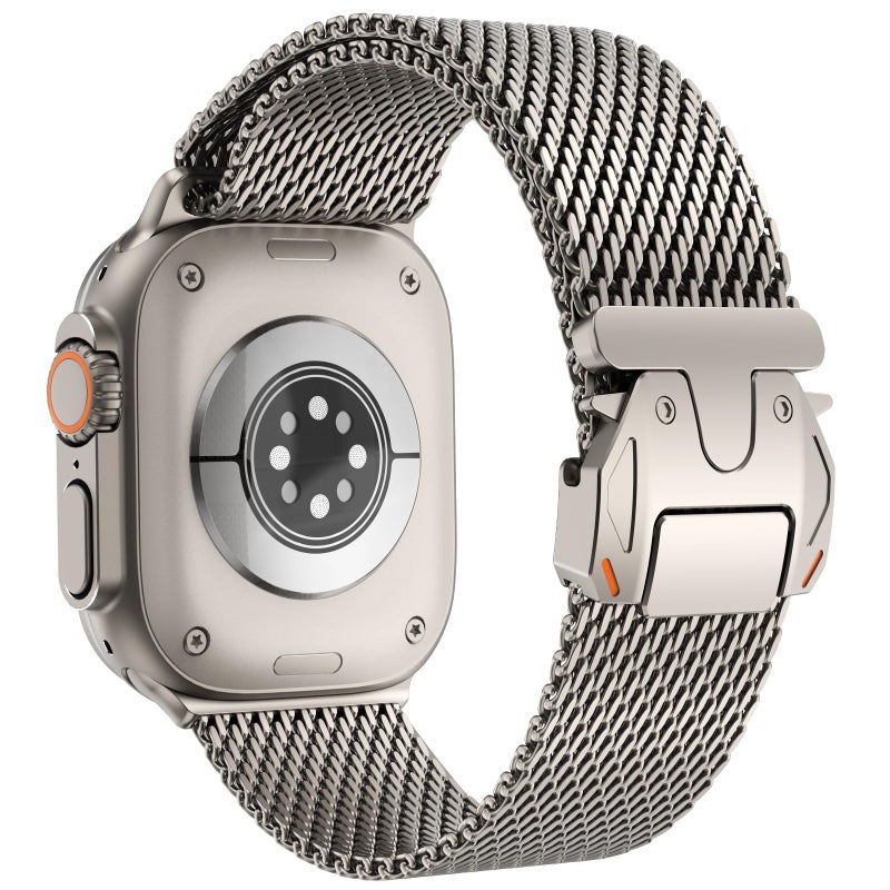 FULLIFE Milanese Mesh Loop for Apple Watch Band Apple Watch Ultra 321 Band 49mm 46mm 45mm 44mm Men Women Stainless Steel Metal Band Parachutestyle Buckle for iWatch Series 11 10 9 8 7 6 SE3 5 4 3 - Image 2