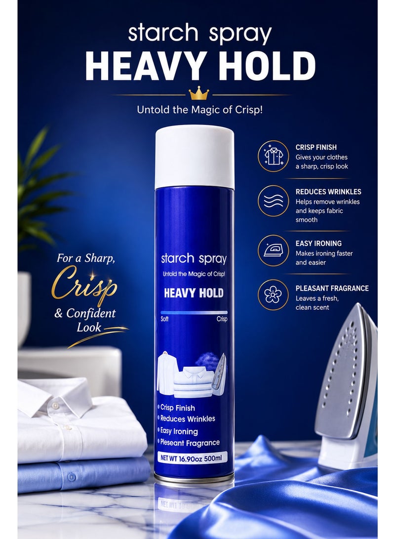 Starch Spray 500ML, Heavy Hold Ironing Spray for Crisp Finish, Wrinkle Reduction & Easy Ironing with Fresh Fragrance - Image 5