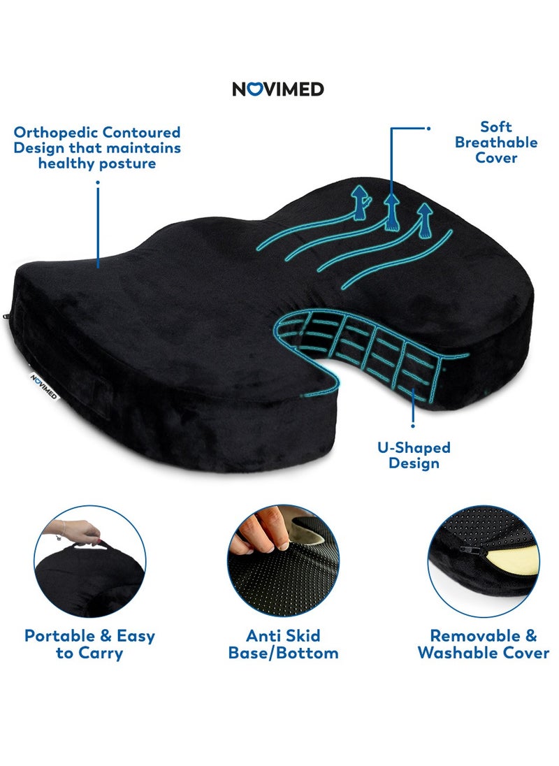 Orthopedic Coccyx Cushion For Comfortable Driving With Ergonomic Memory Foam Ideal For Office, Gaming Chair Seat Velvet Black 46x36xcm - pzsku/ZA5DCE526A100CE6A37F4Z/45/_/1704146927/fc687e8f-c949-456a-950c-fc9ae8c26819