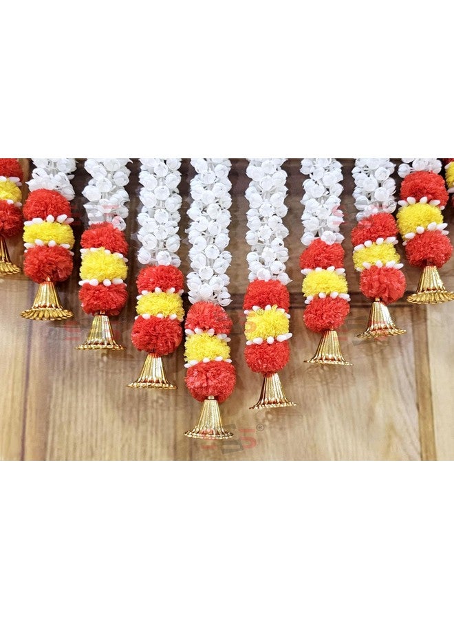 إس 2 إس زهور موغرا صناعية من S2S I تعليقة باب ثقيلة مع جرس توران I Bandhanwar لتزيين جميع المهرجانات (زهرة حمراء) (طول - 40 بوصة) - Image 4