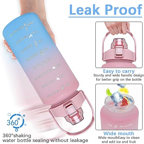 EITMOW 64 oz Large Capacity Water Bottle with Motivational Time Markers and Straw, Portable, Leakproof, BPA Free for Fitness, Gym and Outdoor Sports. (Pink) - Image 4