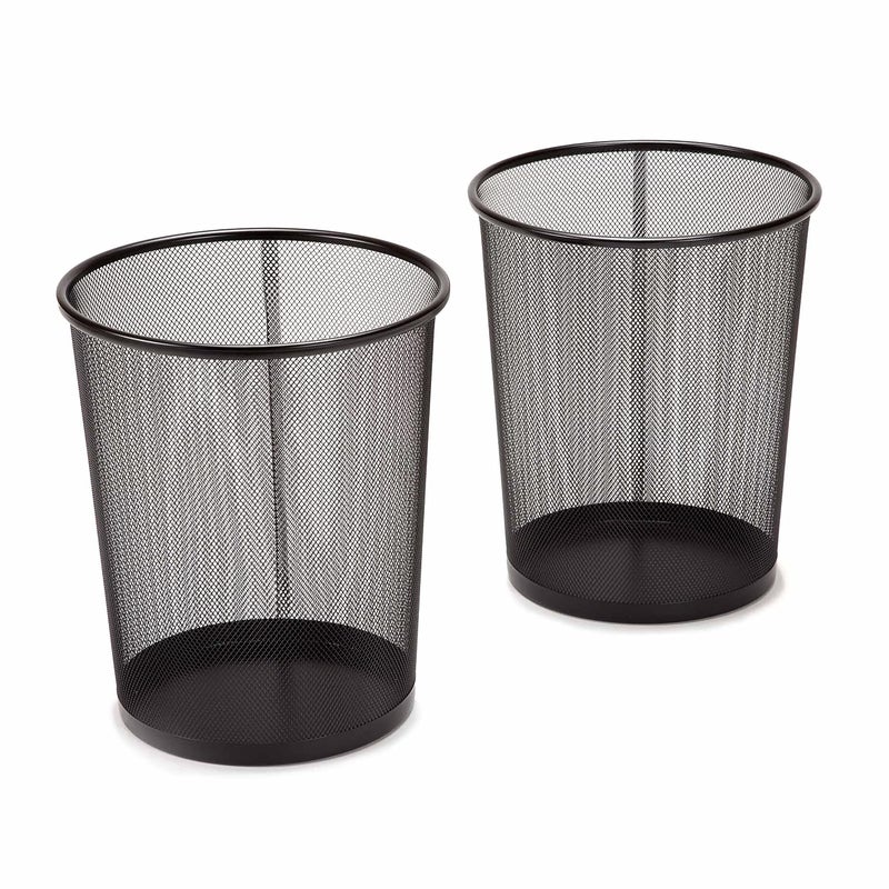 Seville Classics 2-Pack Steel Mesh Round Trashcan Wastebasket for Trash or Recycle in The Home, Office, or Garage, Black, 6 Gallon - Image 1