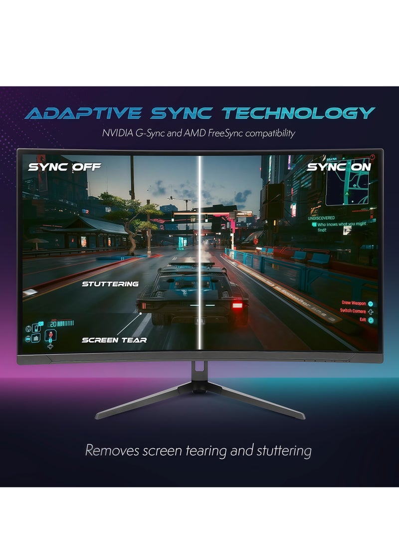 فلاشهوك شاشة ألعاب منحنية مقاس 27 بوصة - دقة QHD 2560x1440، معدل تحديث 180 هرتز، استجابة 1 مللي ثانية، إضاءة خلفية LED RGB، مكبرات صوت مدمجة 3 وات للمنزل والمكتب - Image 5