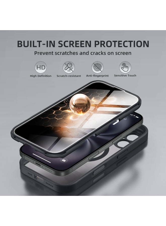 بيرفي جراب مغناطيسي لهاتف iPhone 16 Plus، متوافق مع MagSafe، واقي شاشة مدمج للخصوصية وحماية مطورة للكاميرا، جراب هاتف كامل الجسم مضاد للتجسس ومقاوم للصدمات لهاتف iPhone 16 Plus مقاس 6.7 بوصة، أسود - Image 4