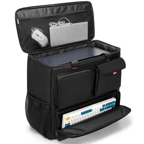 Trunab PC Desktop Carrying Case with Multiple Storage Pockets, PC Computer Tower Backpack Bag, Traveling Carrier for Keyboard, Cable, Mouse and Headphone, Bag Only - Image 1
