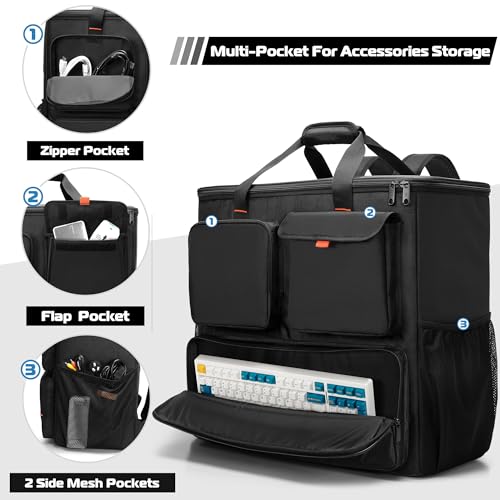 Trunab PC Desktop Carrying Case with Multiple Storage Pockets, PC Computer Tower Backpack Bag, Traveling Carrier for Keyboard, Cable, Mouse and Headphone, Bag Only - Image 2