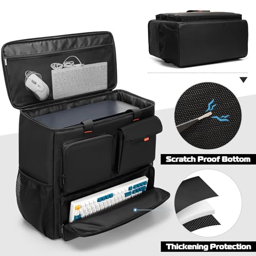 Trunab PC Desktop Carrying Case with Multiple Storage Pockets, PC Computer Tower Backpack Bag, Traveling Carrier for Keyboard, Cable, Mouse and Headphone, Bag Only - Image 3